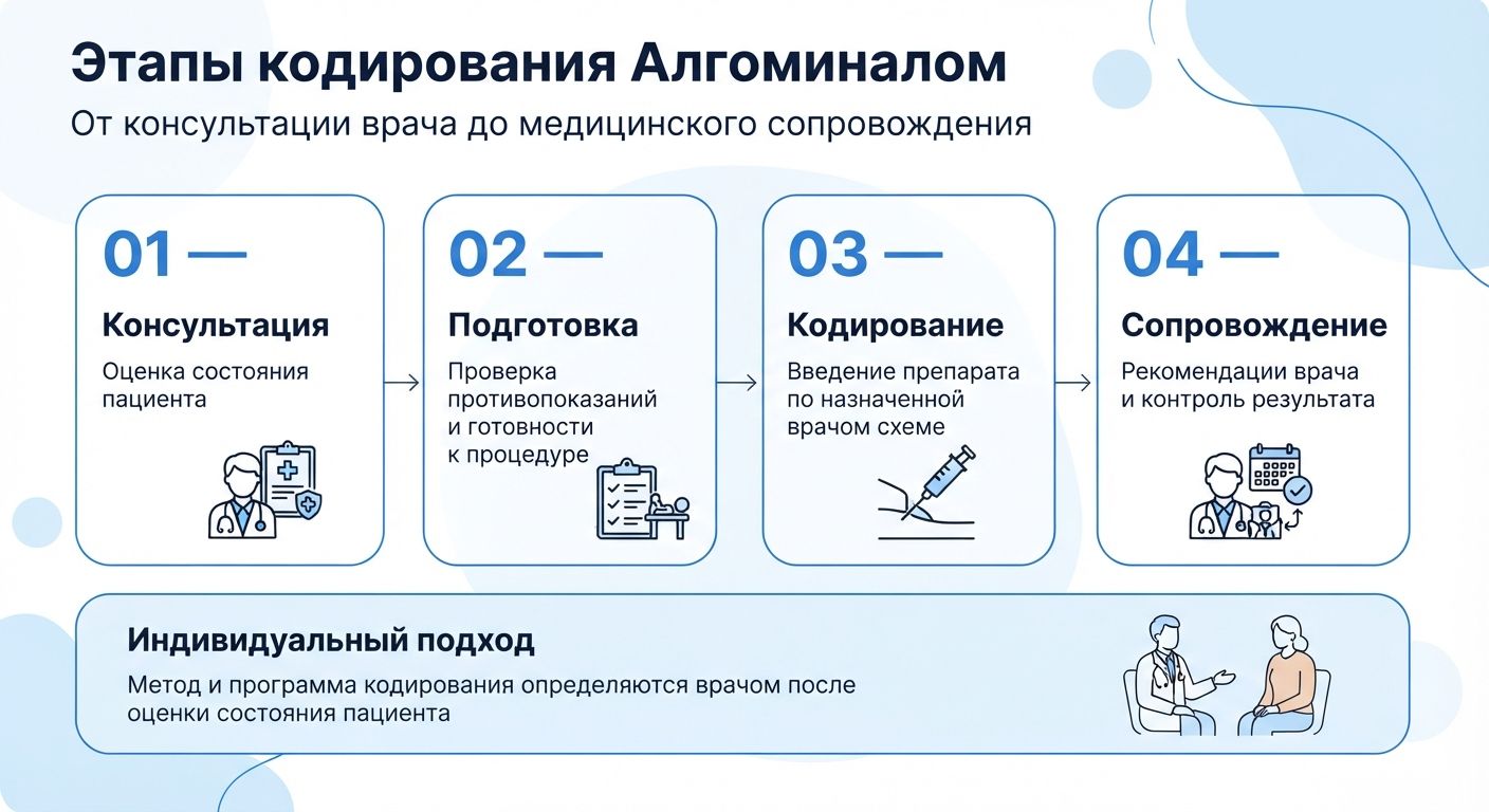 Кодирование препаратом «Алгоминал» в Сафоново инфографика